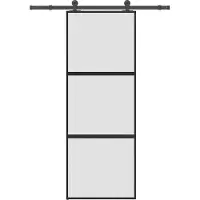 vidaXL Schuifdeur met beslag 76x205 cm gehard glas en aluminium