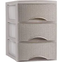 PlasticForte Thuis kantoor organizer ladeblok - taupe - kunststof - 26 x 37 cm - 3 lades