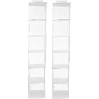 Kipit Kledingkast organizer - 2x - 6 vaks - wit - 25 x 25 x 138 cm - ruimtebesparend/hangend