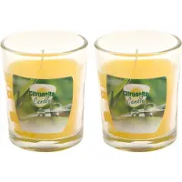 Pro Garden Citronella kaars - 4x - in transparant glas - 5 x 6 cm - citrusgeur