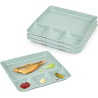 PlasticForte Vakjesborden - 4x stuks - groen - gourmetbord - 4-vaks - kunststof - 26 x 24 cm - fonduebord
