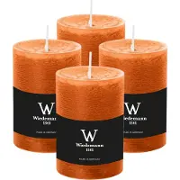 Wiedemann Cilinderkaars/stompkaars - 4x - rustieke kaars - cognac bruin - 7 x 10 cm - 43 branduren