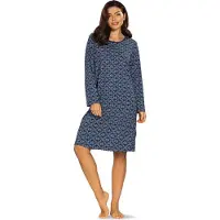 Comtessa Interlock Nachthemd 'Cosy Snowflake' - Dames Nachtmode - Lange Mouw - Blauw - Maat 38