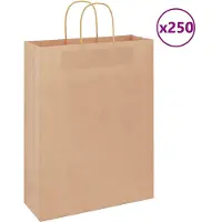 vidaXL Papieren zakken 250 st met hengsels 32x12x42 cm bruin