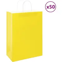 vidaXL Papieren zakken 50 st met hengsels 32x17x44 cm geel