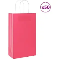 vidaXL Papieren zakken 50 st met hengsels 21x11x36 cm roze