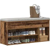 vidaXL Schoenenbank 102x30,5x45 cm bewerkt hout oud houtkleurig
