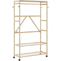 vidaXL Kledingrek met schappen en wielen 110x40x180 cm bamboe