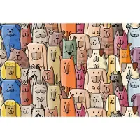 Karo-art 450cm X 300cm - Fotobehang - Kleurrijke Cartoon Honden, 11 maten, ook mooi in de kinderkamer, inclusief behanglijm