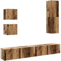 vidaXL 5-delig Tv-meubelset wandmontage bewerkt hout oud houtkleurig