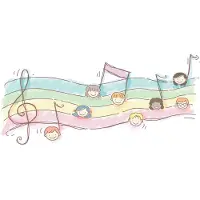 Karo-art 312cm X 219cm - Fotobehang - Kleurrijke bladmuziek, kinderkamer, 11 maten, Mooie lichte kleuren, incl behanglijm
