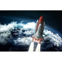 Karo-art 520cm X 318cm - Fotobehang - Space shuttle verlaat de aarde, lancering, 11 maten, inclusief behanglijm