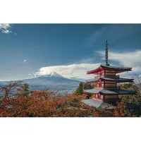 Karo-art 460cm X 300cm - Fotobehang - Japanse pagode in de herfst, te koop in 11 maten, premium print, incl behanglijm