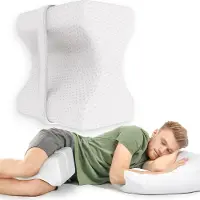 Loti Kniekussen voor in bed - Orthopedisch Kniekussen met band - Ergonomisch Beenkussen - Houding Correctie – Zijslaapkussen – Traagschuim - Zijslaper - Kussen Benen - Zandloper