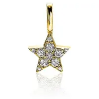 Zinzi zilveren ster hanger in geel verguld 13mm wit ZIH2138Y (zonder collier)