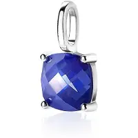 Zinzi zilveren hanger vierkant donkerblauw ZIH2073B (zonder collier)