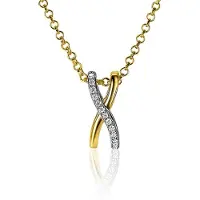 Zinzi zilveren hanger cross-over bicolor met witte zirconia's 15mm ZIH2234 (zonder collier)