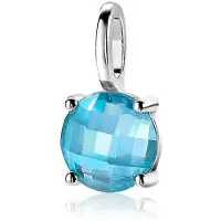 Zinzi zilveren hanger rond turquoise blauw ZIH2072T (zonder collier)