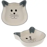 Trixie Keramische Voerbak met Kattengezicht - 250 ml, Ø 12 cm (Set van 2) kat katten poes poezen.
