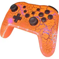 Ntech Switch Controller - Geschikt voor Switch Pro Controller Oranje /Switch/Lite/OLED switch games met Cool RGB Crack - Gaming Accesoires Turbo - Macro -