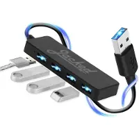 Jacked - Usb splitter - Voor laptop - 4 Poorten - Usb 3,0 multipoort - Zwart