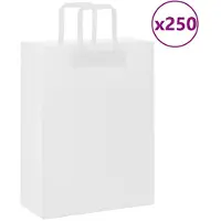 vidaXL Papieren zakken 250 st met hengsels 26x12x35 cm wit