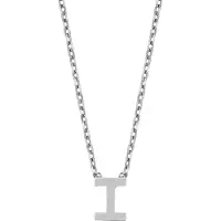 New Bling Cadeau voor haar 9NB-907I Zilveren Ketting Dames - letterhanger - I - Initiaal sieraad - Zilverkleurig