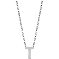 New Bling 9NB-907T Zilveren Ketting Dames - letterhanger - T - Initiaal Sieraad - Zilverkleurig