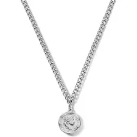 CO88 Collection CO88 8CN-26220 Stalen Ketting - Hanger - Muntje - Gourmette - 42 + 7 cm - Zilverkleurig