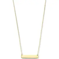 New Bling 9NBG-0249 Gouden Ketting - Dames - Vaste Hanger - Plaatje - 25 x 5 mm - Ankerschakel - 38 + 2,5 + 2,5 cm 14 Karaat - Goud