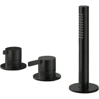 Hotbath Ace AC075 badrandcombinatie met staafhanddouche en 2-weg omstel geborsteld zwart PVD