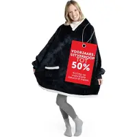 Blumtal Fleece Hoodie Deken met Mouwen - Draagbare cosy deken - hoodie deken met 2 voorzakken en capuchon small- Donkerblauw- Sherpa