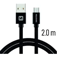 Swissten Lange Micro‑USB Oplaadkabel 2 meter – voor Samsung, Android, Powerbank & PS4 Controller – USB‑A Kabel – Zwart