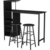 Vicco Naila Bartafelset – 121.5 x 40 cm met 2 krukken Zwart