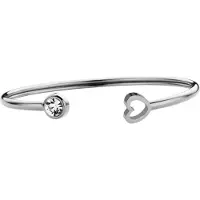 CO88 Collection 8CB-90793 Stalen Armband - Dames - Bangle met Zirkonia en Hartje - Cadeau voor haar - 58 x 50 mm - Zilverkleurig