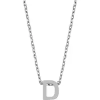 New Bling Cadeau voor haar 9NB-907D Zilveren Ketting Dames - letterhanger - D - Initiaal sieraad - Zilverkleurig