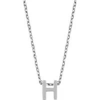 New Bling 9NB-907H Zilveren Ketting Dames - letterhanger - H - Initiaal sieraad - Zilverkleurig