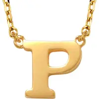 New Bling 9NBG-900P Gouden Ketting met Letter P - 6mm - Ankerschakel - 38+2,5+2,5cm - Initiaal sieraad - 14 Karaat - Goud