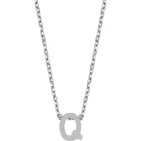 New Bling Cadeau voor haar 9NB-907Q Zilveren Ketting Dames - letterhanger - Q - Initiaal sieraad - Zilverkleurig