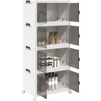 DKD Home Decor Opbergbox met wielen, stapelbaar, 4-laags, 75 liter