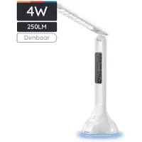 Avide LED Bureaulamp Dimbaar 4W - USB Opladen - Met Kalender + Alarm + Klok + Thermometer Functie - 250 lumen - Wit