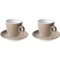 Maastricht porselein - Koffie kop en schotel - 2 stuks - 17 cl - Beige - Porselein - Koffiekopjes