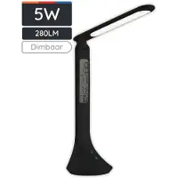 Avide LED Bureaulamp Dimbaar 5W - Met Kalender + Alarm + Klok + Thermometer Functie - Oplaadbaar - 280 lumen - Zwart
