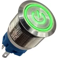 Proride Metalen Drukschakelaar 220V ON-OFF - 16mm - Aan/uit schakelaar - Spatwaterdicht - LED Indicatie Groen