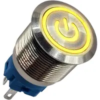 Proride Metalen Drukschakelaar 220V ON-OFF - 22mm - Aan/uit schakelaar - Spatwaterdicht - LED Indicatie Geel