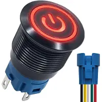 Proride Metalen Drukschakelaar 220V ON-OFF met Aansluitkabel - 16mm - Aan/uit schakelaar - Spatwaterdicht - LED Indicatie Rood