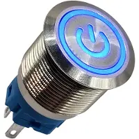 Proride Metalen Drukschakelaar 220V ON-OFF - 22mm - Aan/uit schakelaar - Spatwaterdicht - LED Indicatie Blauw