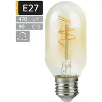 SPL E27 LED Lamp 4.2W Dimbaar - CRI 90 - Goud - Extra Warm Wit - LED Filament T45 - Amber - Vervangt 40W - Per Stuk