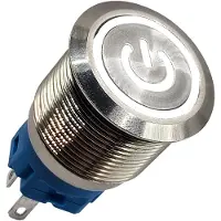 Proride Metalen Drukschakelaar ON-OFF - 22mm - Spatwaterdicht - 220V - LED Indicatie Wit
