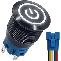 Proride Metalen Drukschakelaar 12V ON-OFF met Aansluitkabel - 12mm - Aan/uit schakelaar - Spatwaterdicht - 12V/24V - LED Indicatie Wit